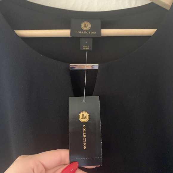 JM Collection Knee Length Black Dress - Picture 2 of 4